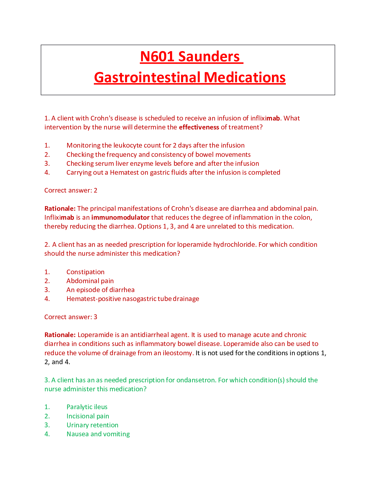 Preview image for N601 Saunders Gastrointestinal Medications Week 8